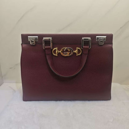 Gucci Zumi Burgundy Leather Tote Bag Medium