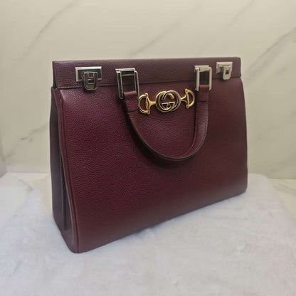 Gucci Zumi Burgundy Leather Tote Bag Medium