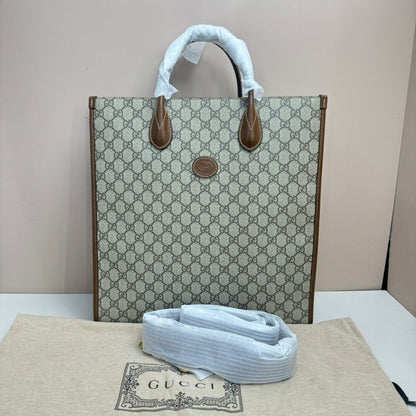 Gucci GG Supreme Beige Ebony 2way Tote Bag Large