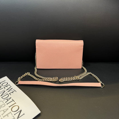 Gucci Woc Bag Blush Pink Pebbled Leather Chain Strap