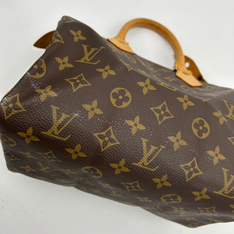 Louis Vuitton Monogram Speedy25 Brown Leather Handbag 25cm