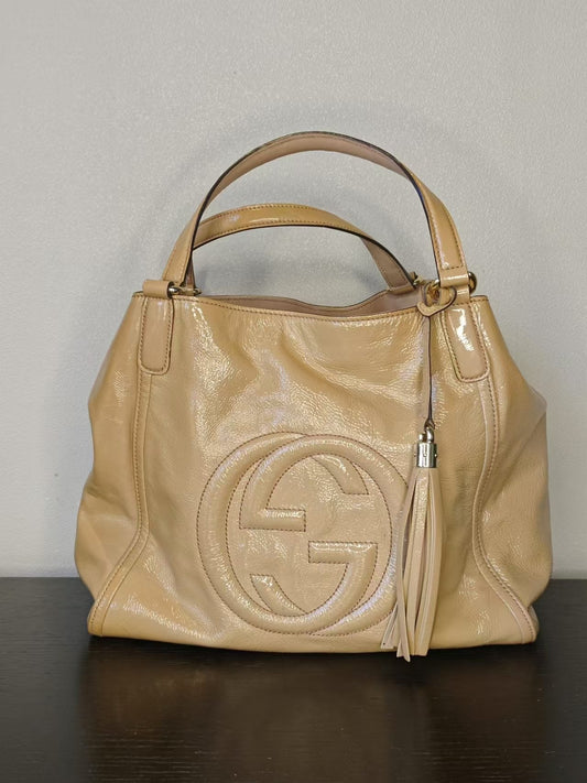 Gucci Soho Beige Leather Tote Bag Medium