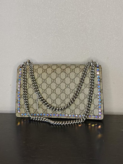 Gucci Dionysus Beige GG Canvas Crystal Embellished Bag Medium