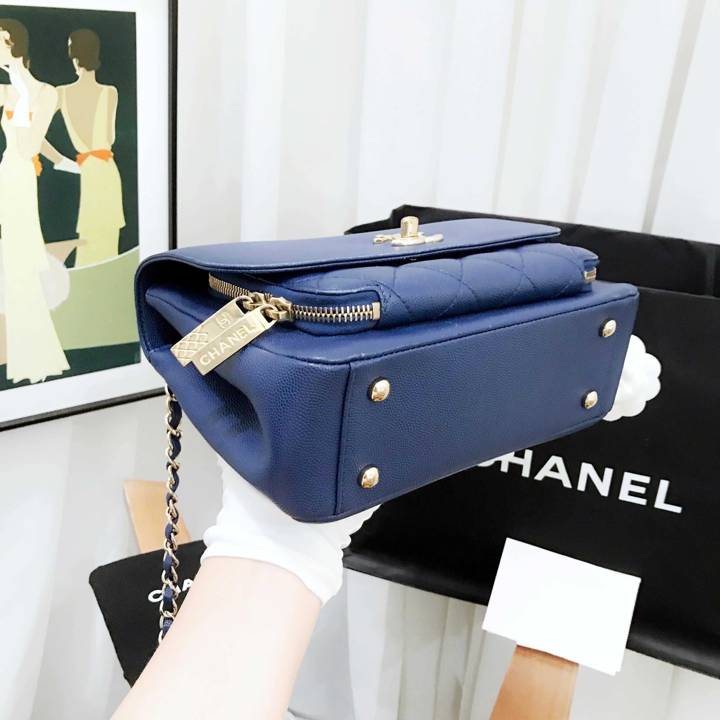 Chanel 2017 Blue Medium Messenger Bag