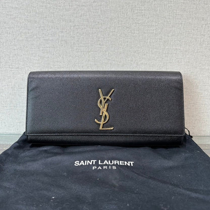 Saint Laurent YSL Black Leather Clutch 27x13x4cm