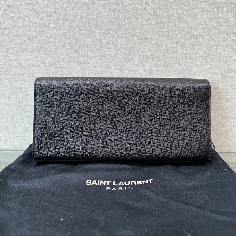 Saint Laurent YSL Black Leather Clutch 27x13x4cm