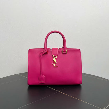 Saint Laurent YSL Cabas Pink Leather Tote Bag Medium