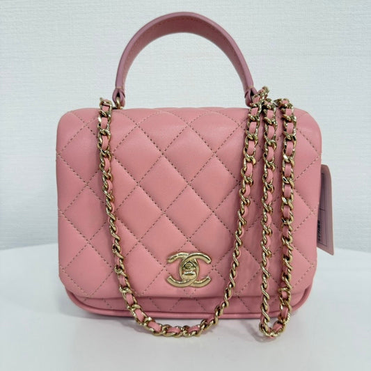 Chanel Mini Lambskin Top Handle 2way Bag Pink