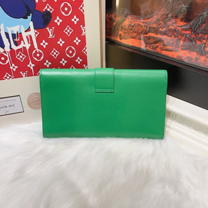 Saint Laurent YSL Green Leather Clutch Medium