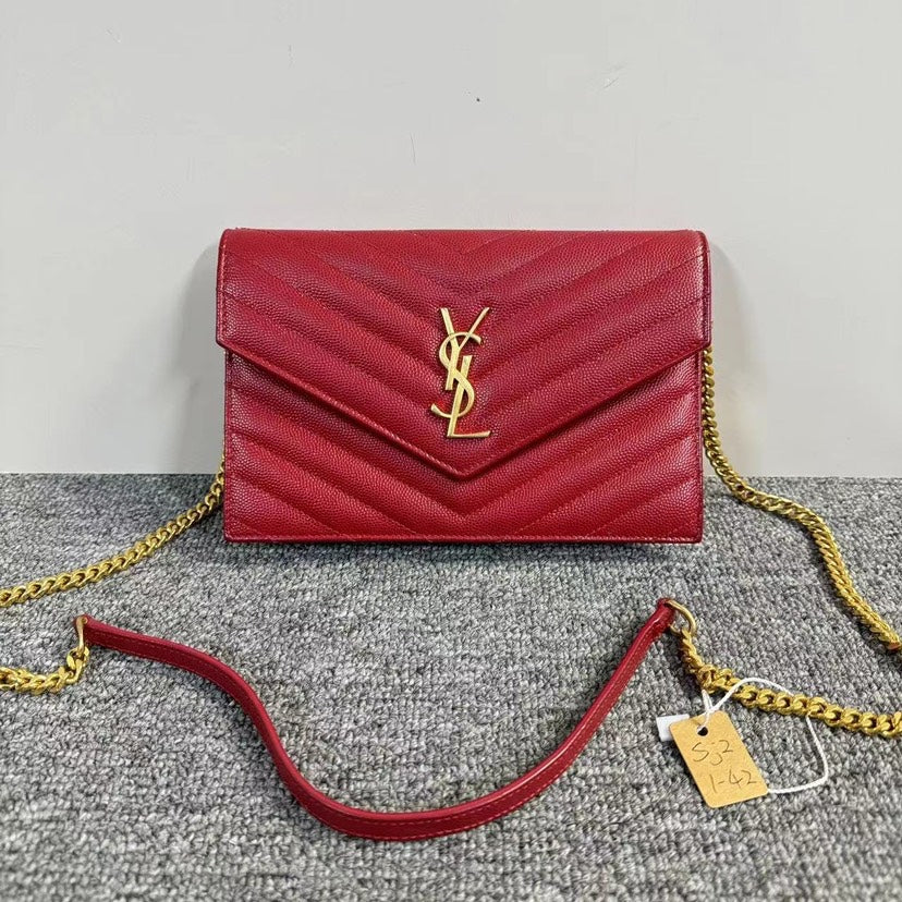 YSL Saint Laurent Envelope Chain Bag Red