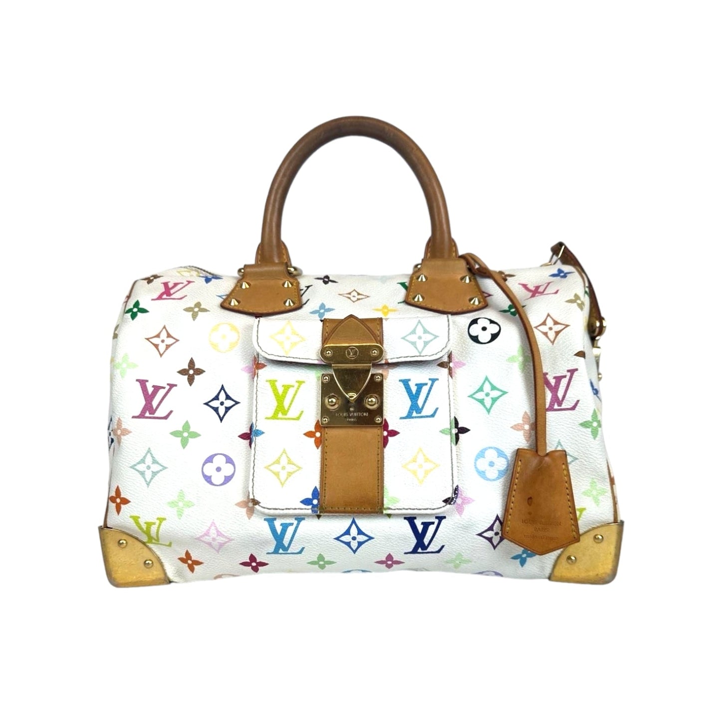 Louis Vuitton Speedy 30 White Multicolor Monogram Canvas