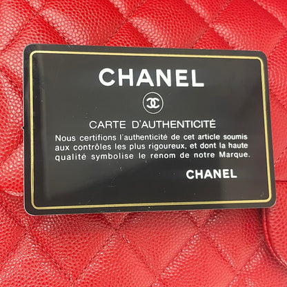 CHANEL Medium Double Flap Quilted Caviar w/gold - Red