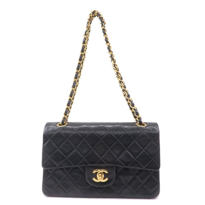 CHANEL Matelasse Lamb Skin Double Flap Chain Shoulder Bag