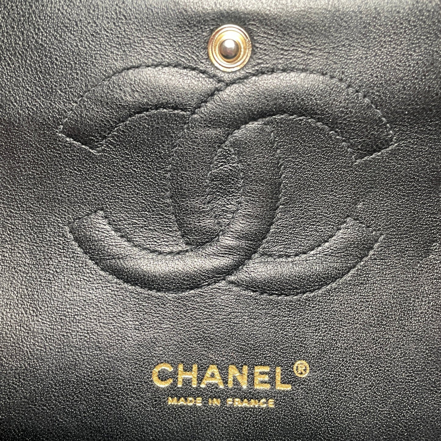 CHANEL Medium Dbl Flap Quilted Black Caviar w/Gold