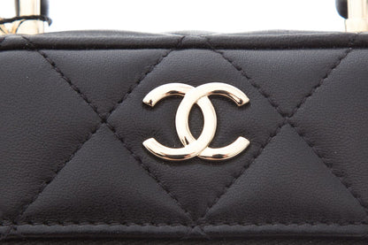 Chanel 2022 Black Lambskin Vanity Case Phone Holder Cross-Body