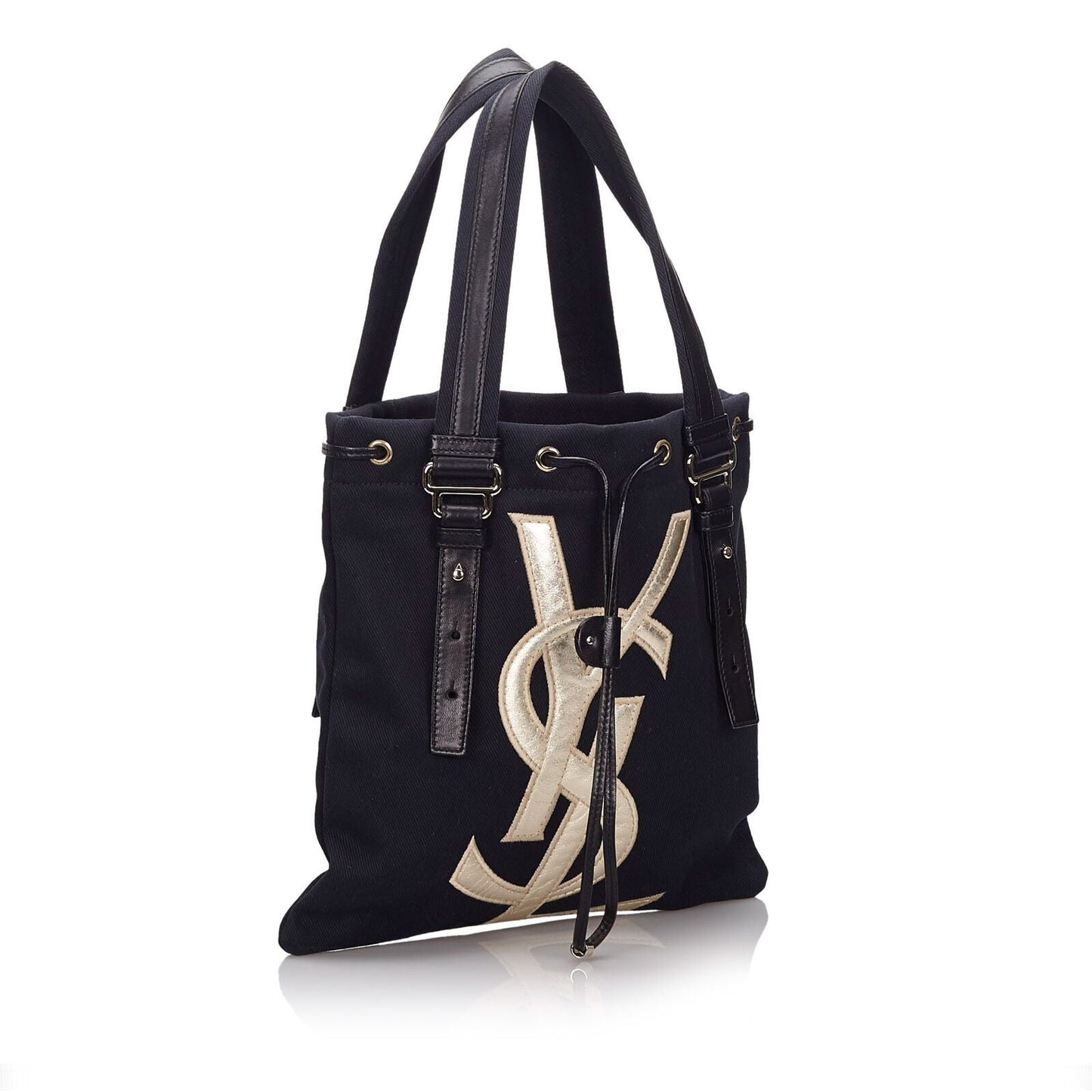 Pre-Loved YSL Black Cotton Fabric Kahala Tote Bag France