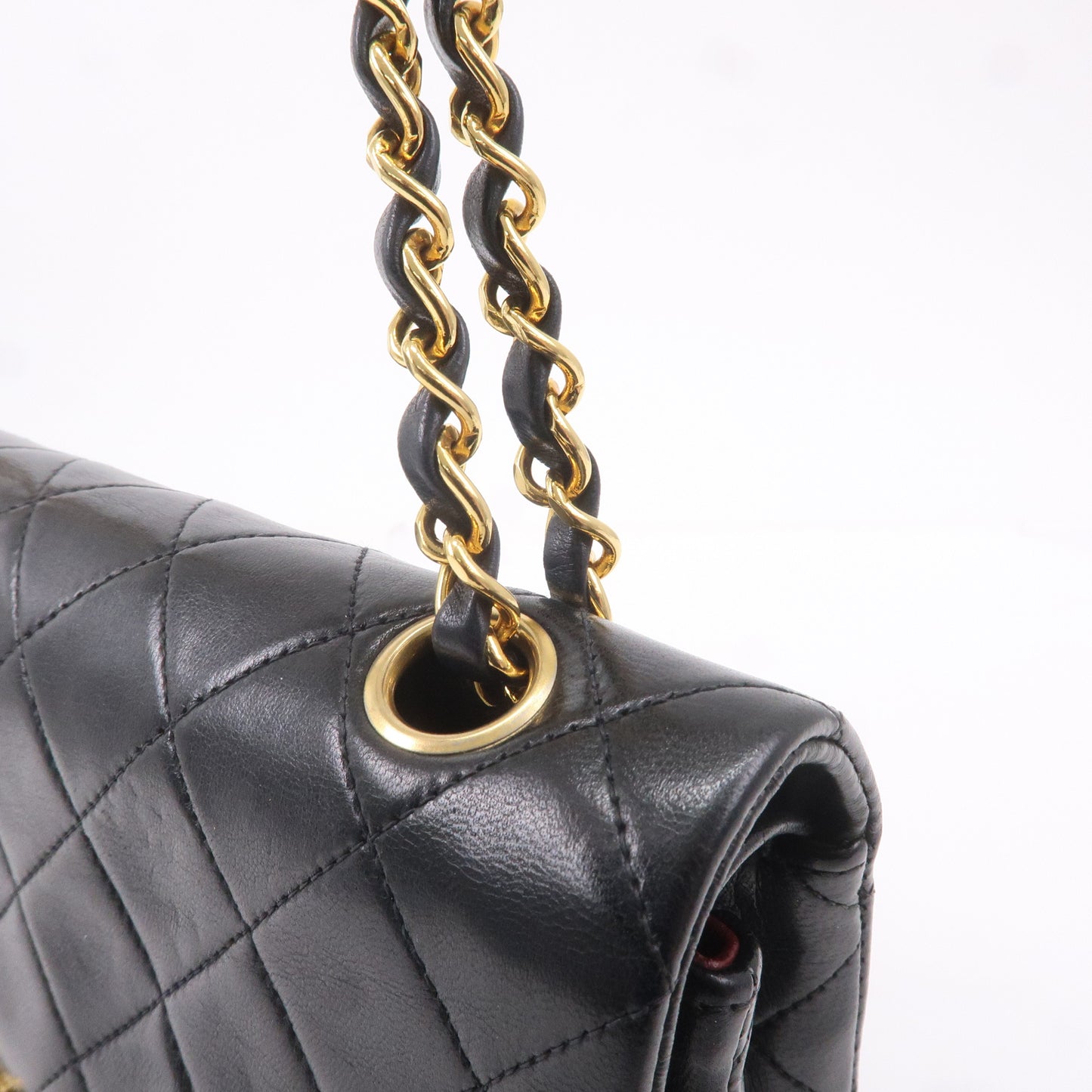 CHANEL Matelasse Lamb Skin Double Flap Chain Shoulder Bag