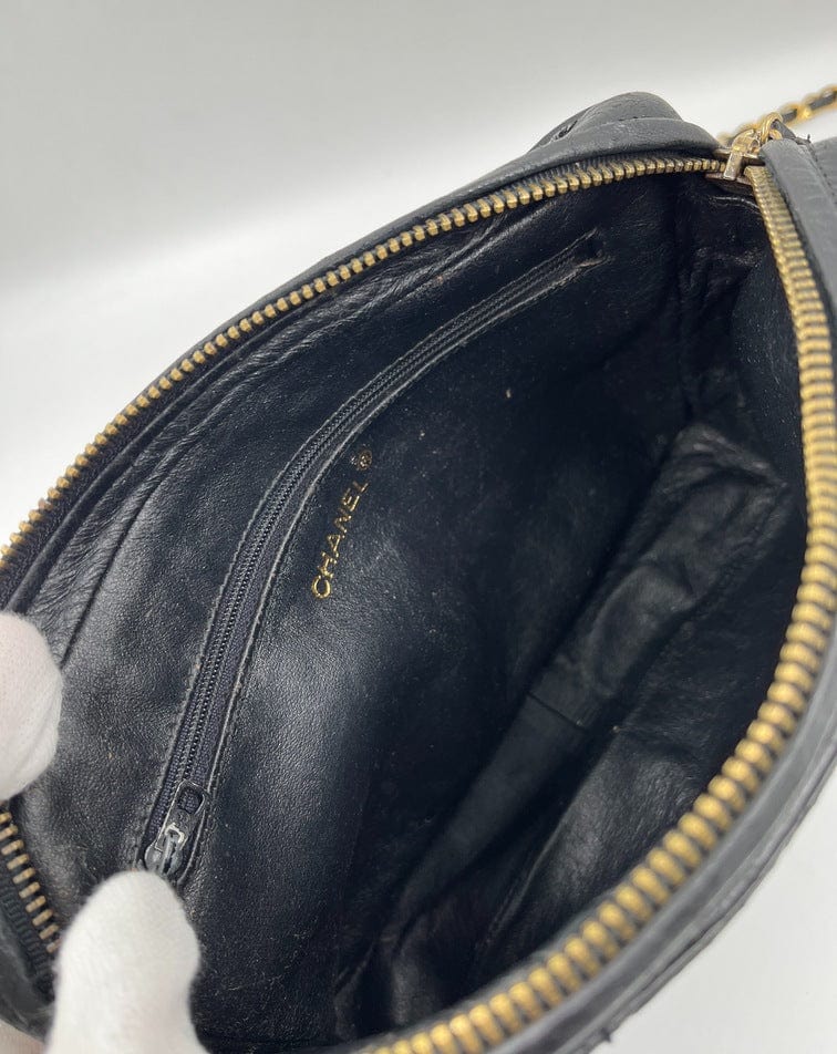 Vintage Chanel Camera Bag - Black Lambskin Leather