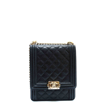 CHANEL North South Boy Flap Black Caviar w/Gold