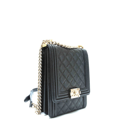 CHANEL North South Boy Flap Black Caviar w/Gold