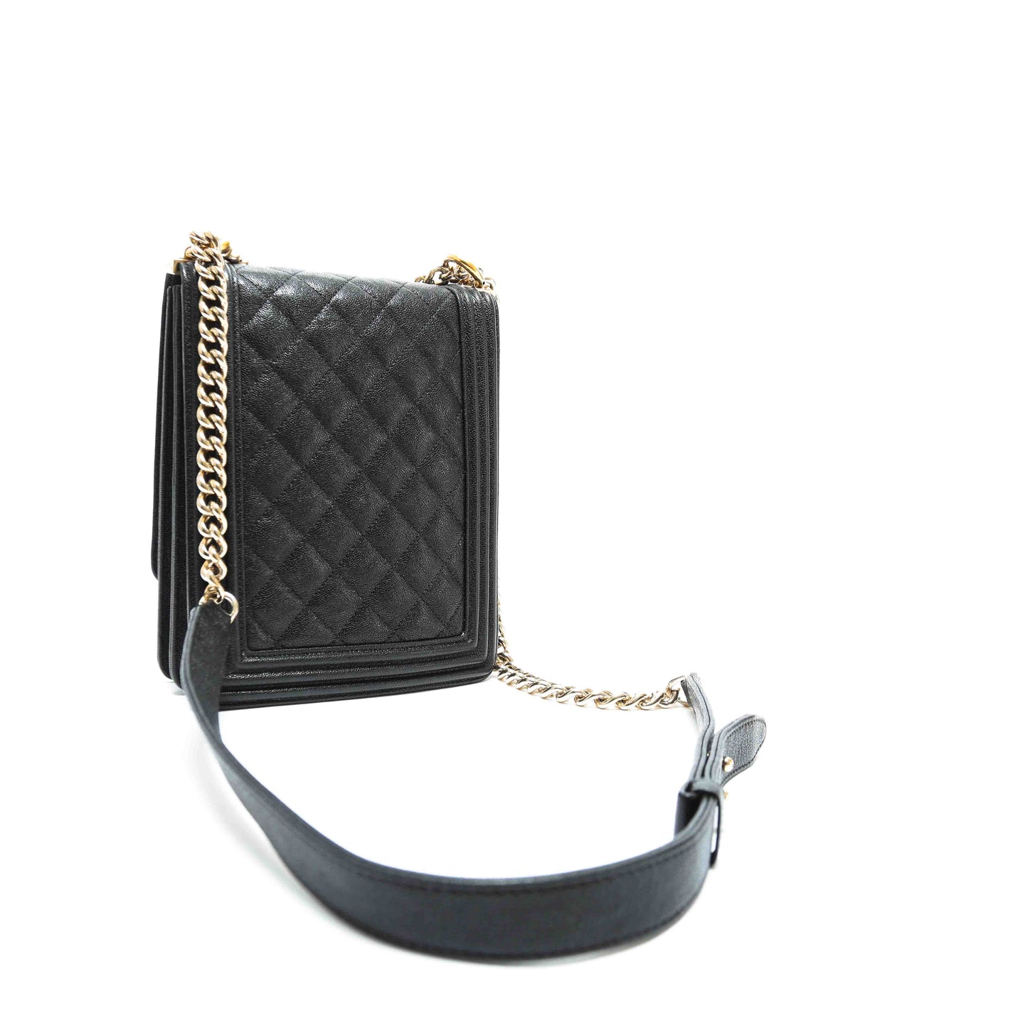 CHANEL North South Boy Flap Black Caviar w/Gold