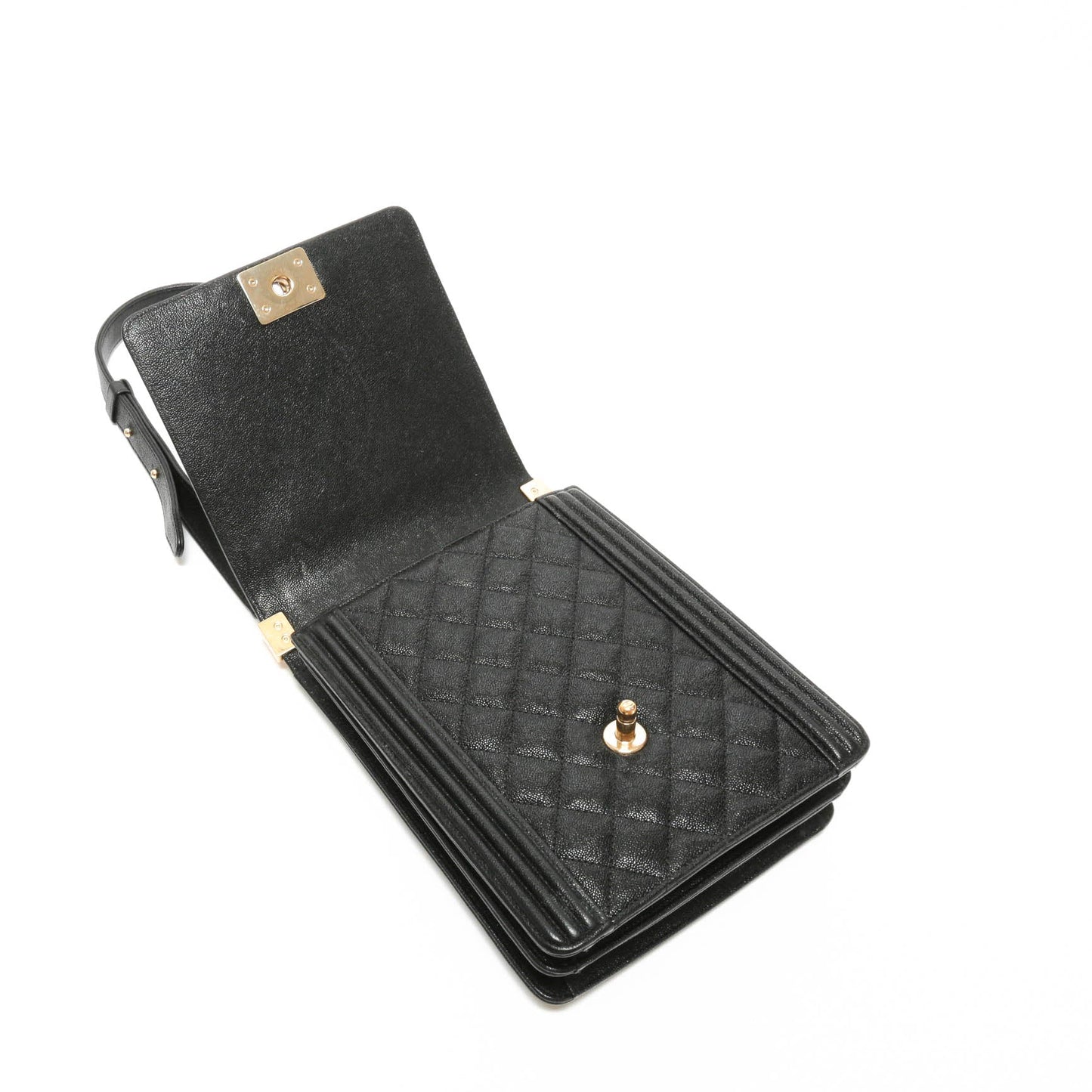 CHANEL North South Boy Flap Black Caviar w/Gold