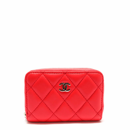 CHANEL CC Zip Coin Purse Quilted-Bright Red