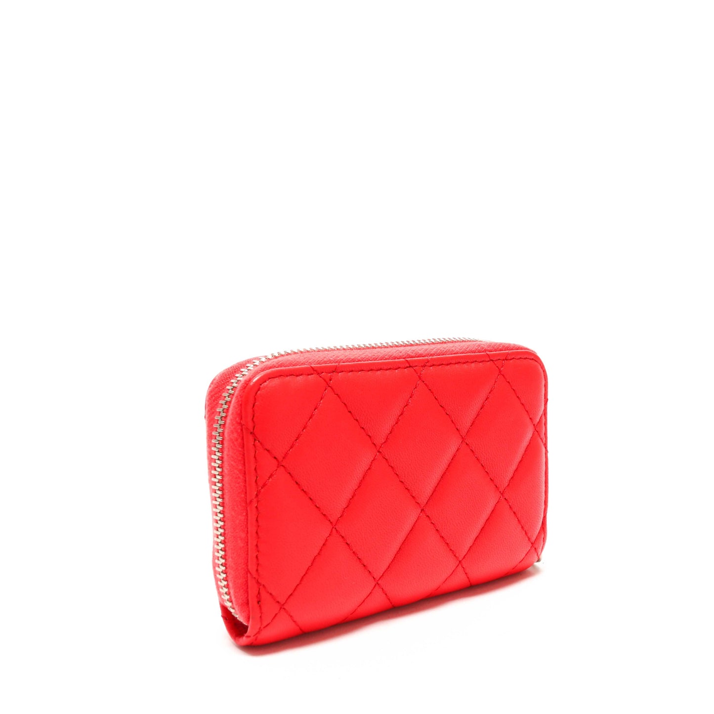 CHANEL CC Zip Coin Purse Quilted-Bright Red