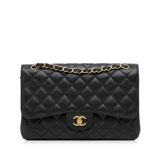 Chanel Classic Double Flap Jumbo Black Caviar Gold