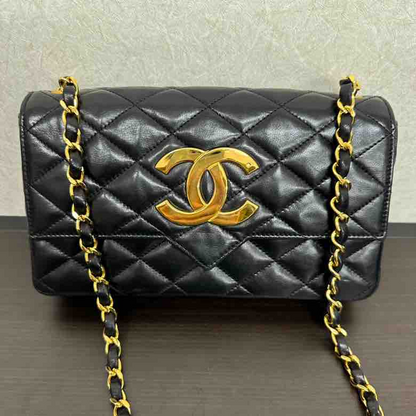 Chanel Single Flap Bag, Black Lambskin