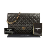 Chanel Flap Bag Push Lock Medium Black Lambskin Gold