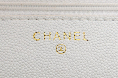 Chanel 2020-21 White Caviar Flap Cross-Body