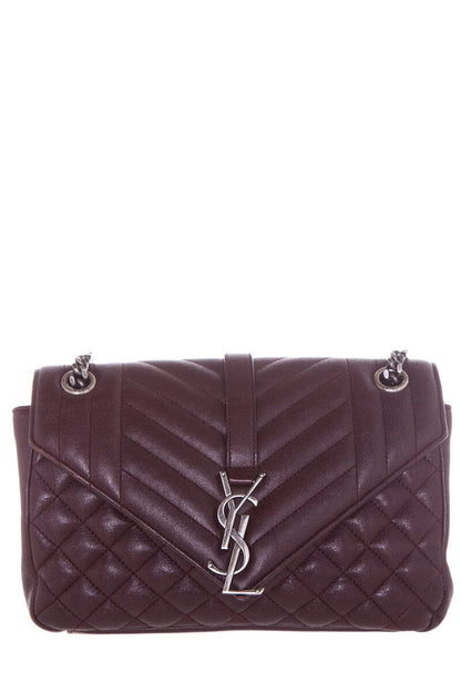 YSL Burgundy Classic Medium College Bag