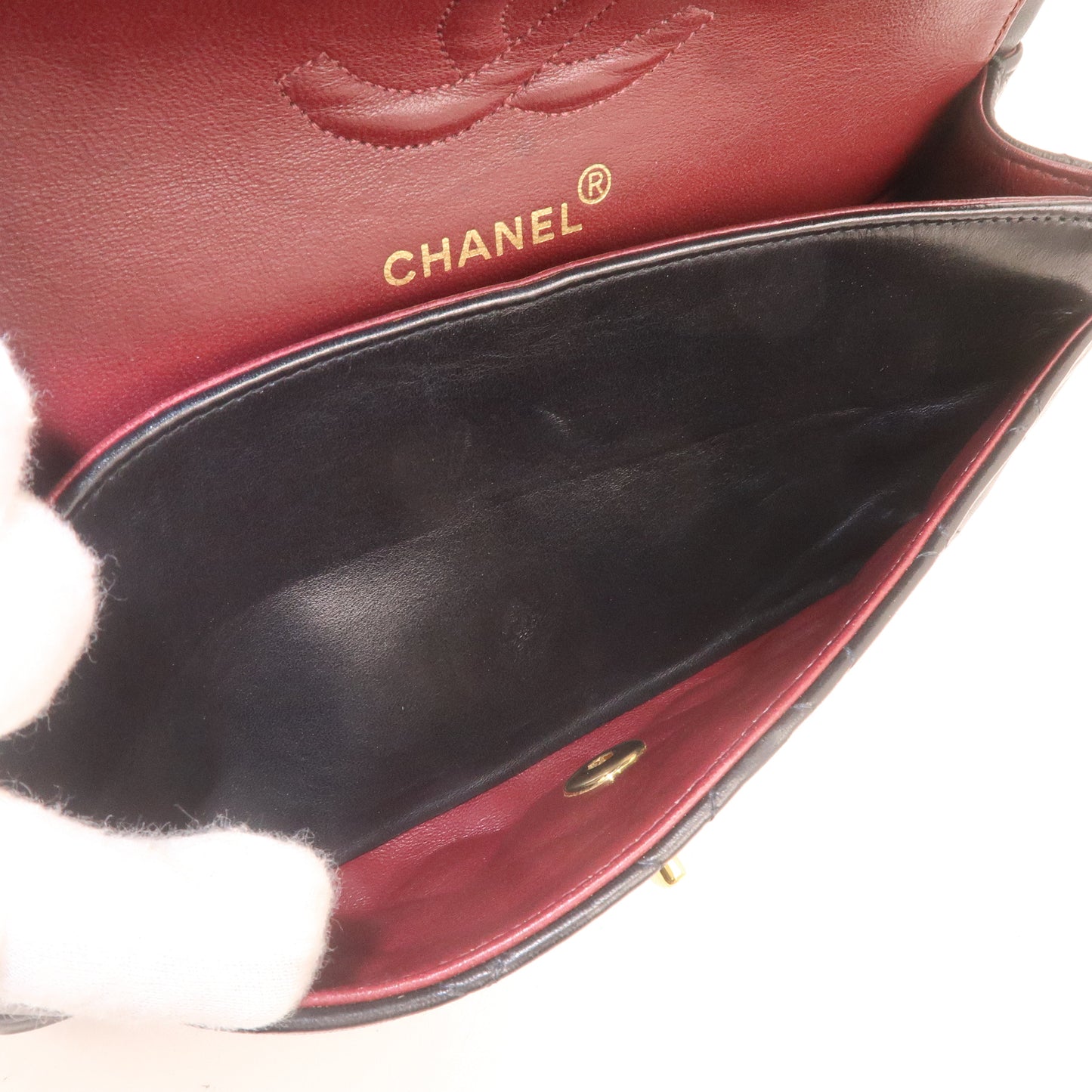 CHANEL Matelasse Lamb Skin Double Flap Chain Shoulder Bag