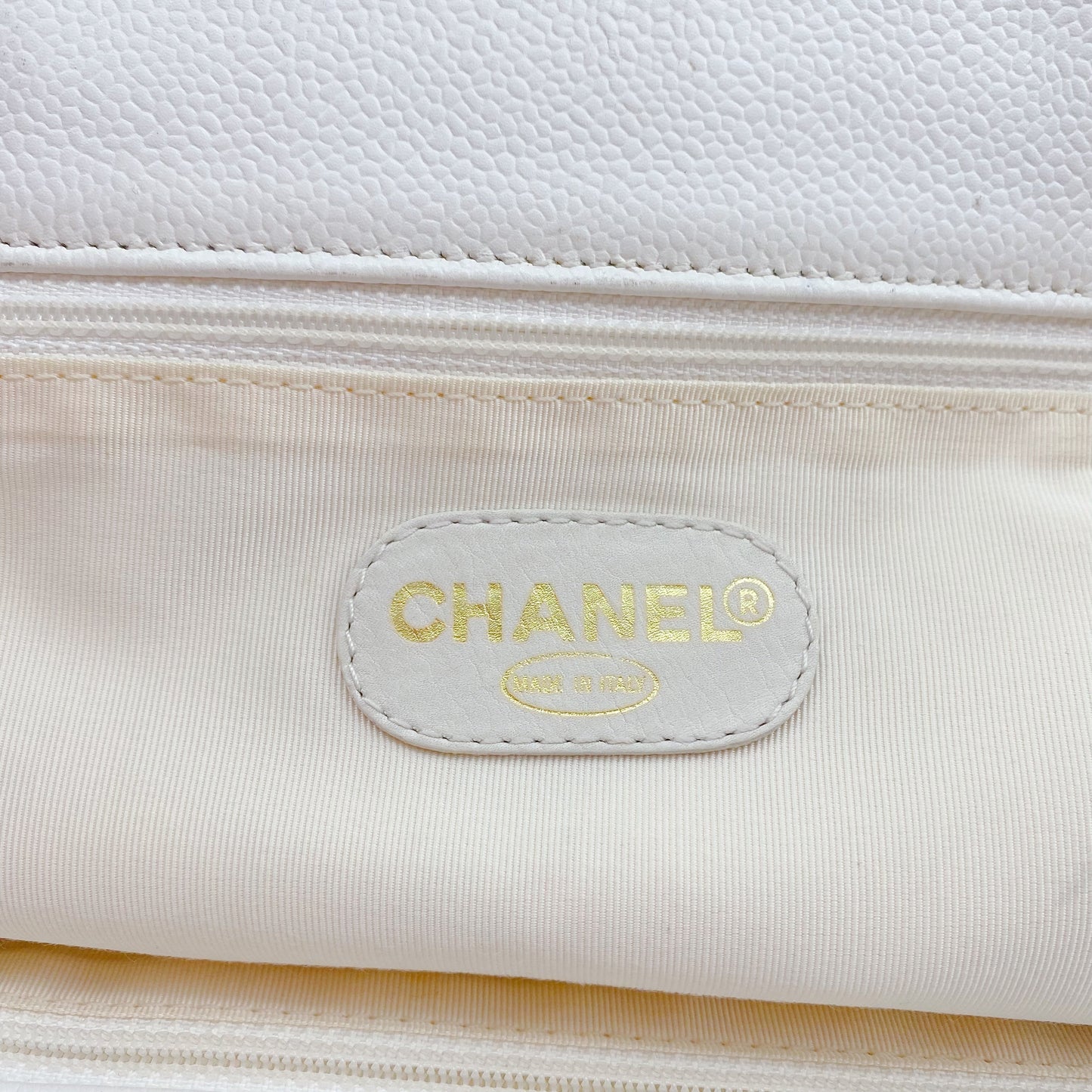 Chanel Vintage Caviar Wood Handle Tote