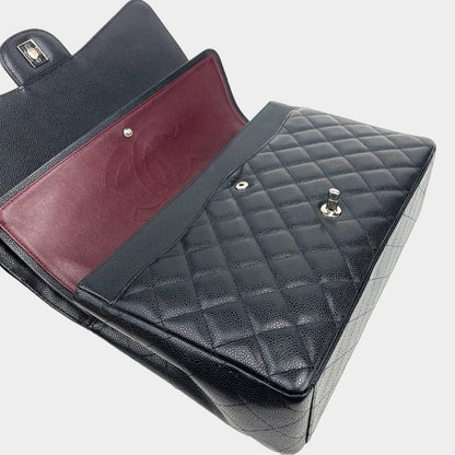 CHANEL 2014 Black Maxi Caviar  Quilted Double Flap