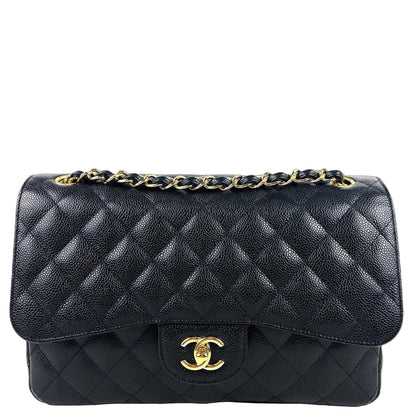 CHANEL Caviar Quilted Jumbo Double Flap Black w/Gold