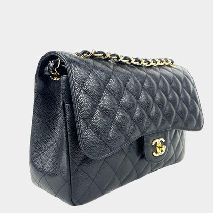 CHANEL Caviar Quilted Jumbo Double Flap Black w/Gold