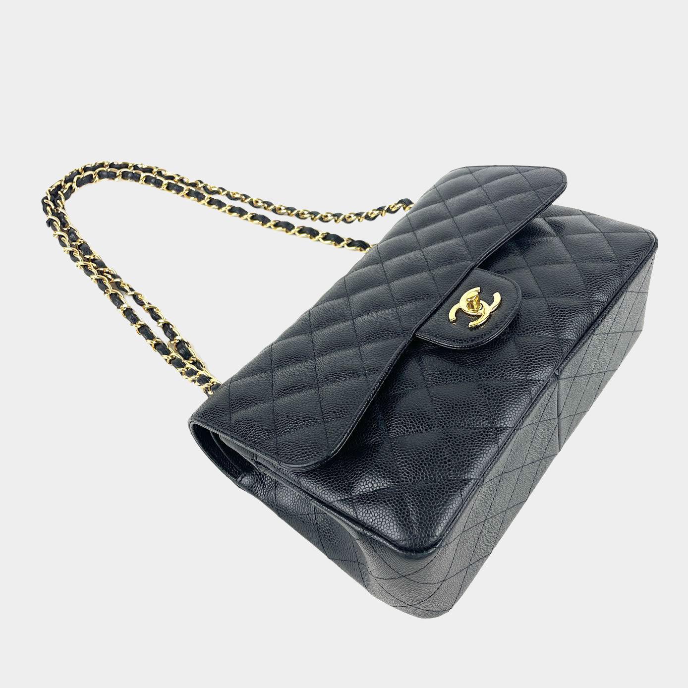 CHANEL Caviar Quilted Jumbo Double Flap Black w/Gold