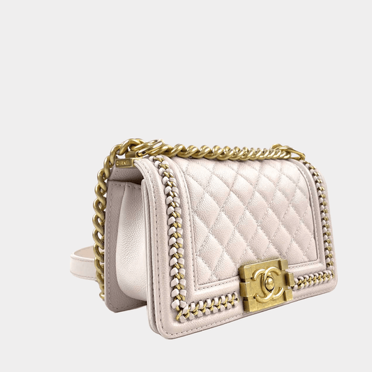 CHANEL 2021 - 2022 Small Boy "Braid Around" Bag Light Purple with Gold