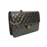 Chanel Flap Bag Push Lock Medium Black Lambskin Gold