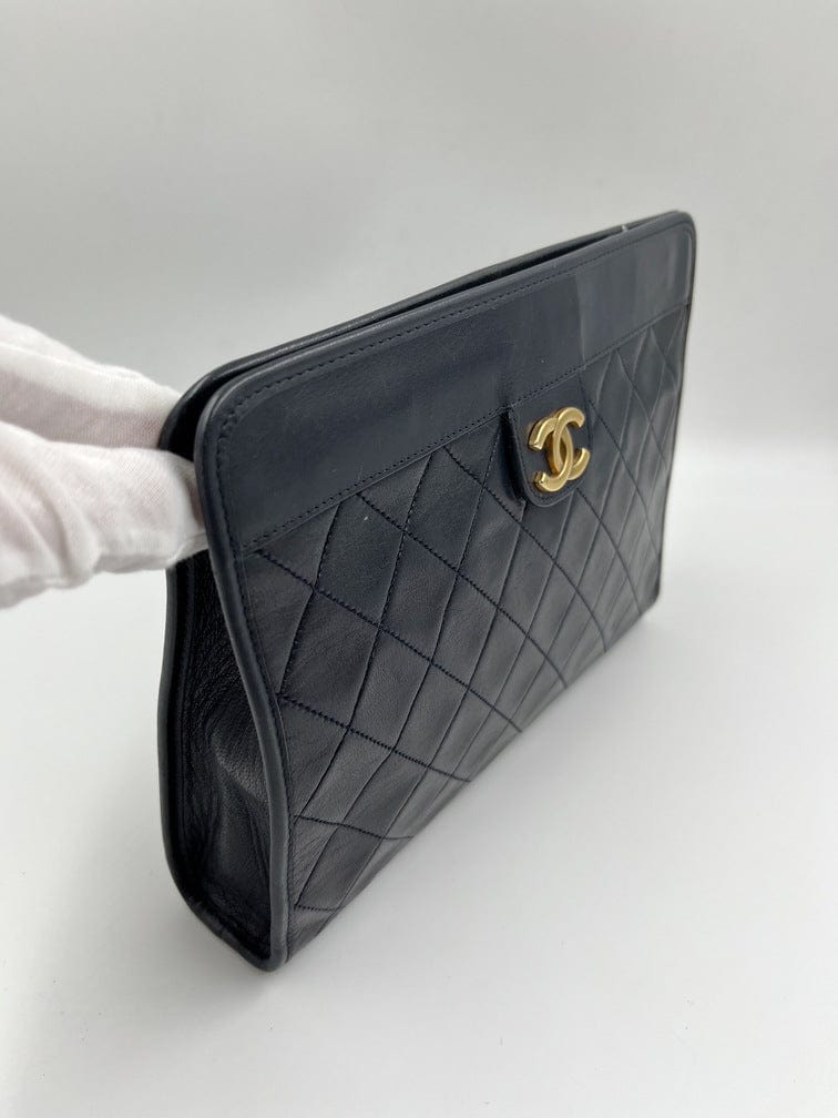 Navy Chanel Clutch Bag