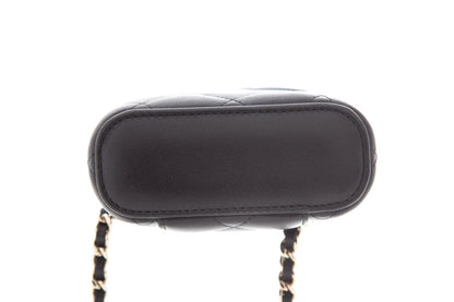 Chanel 2022 Black Lambskin Vanity Case Phone Holder Cross-Body