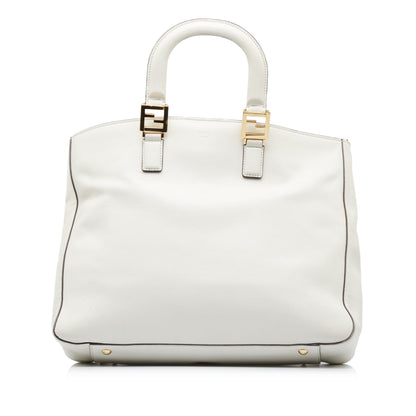 White Fendi Medium Glacier FF Tote Satchel