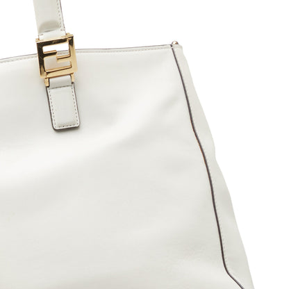 White Fendi Medium Glacier FF Tote Satchel