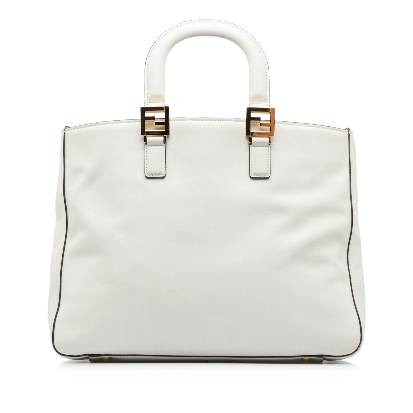 White Fendi Medium Glacier FF Tote Satchel