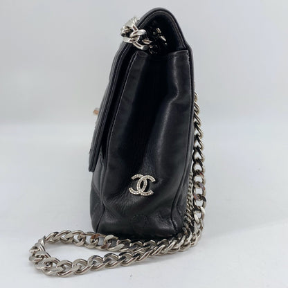 Chanel 2.55 chocolate bar rhinestone chain shoulder bag