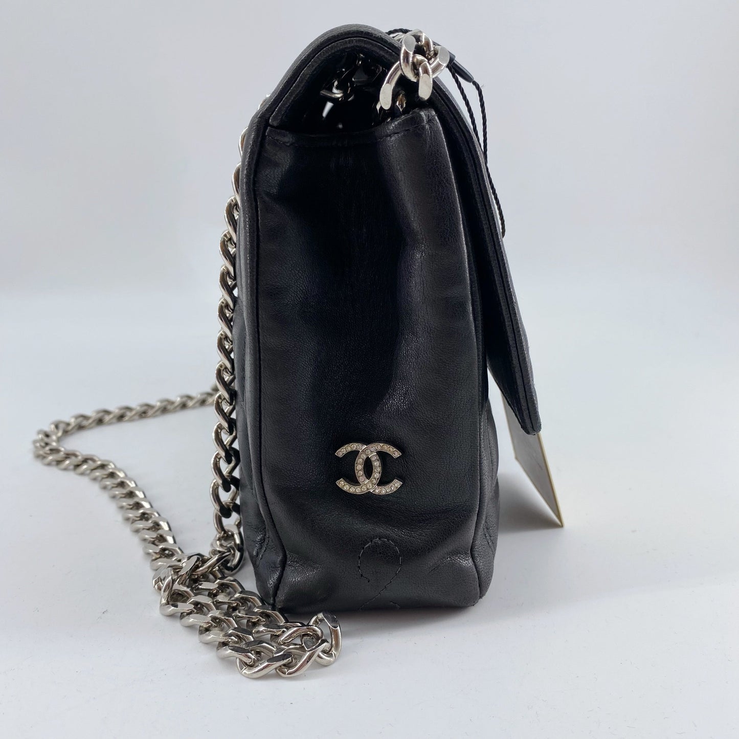 Chanel 2.55 chocolate bar rhinestone chain shoulder bag