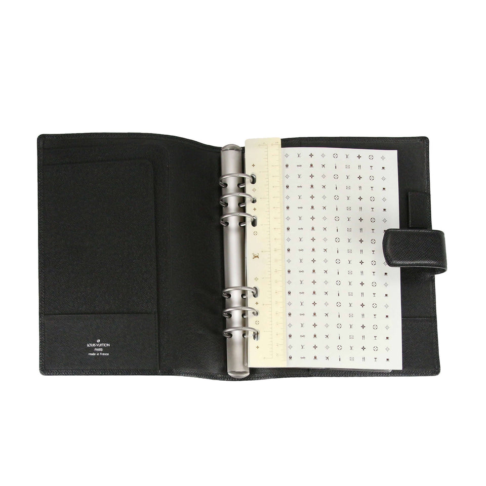 Louis Vuitton Filofax Black Taiga Leather