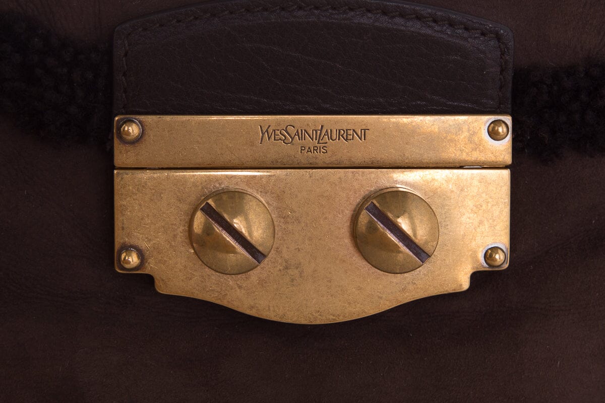 YSL Vintage Brown Shearling Handbag